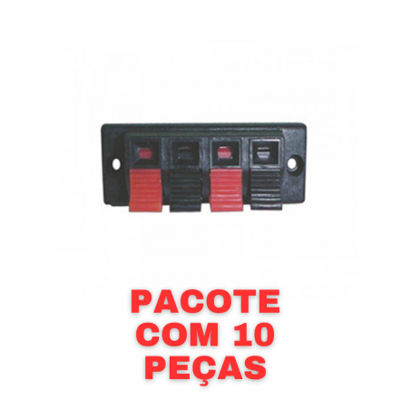 borne de pressao retangular 4 vias 2.3x7.0cm tblack 10 un