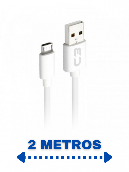 cabo-usb-micro-usb-2a-2m-cbm21wh-para-android-c3-tech