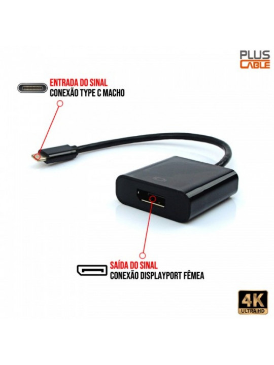adaptador-usb-tipoc-para-displayport-adp34bk-plus-cable