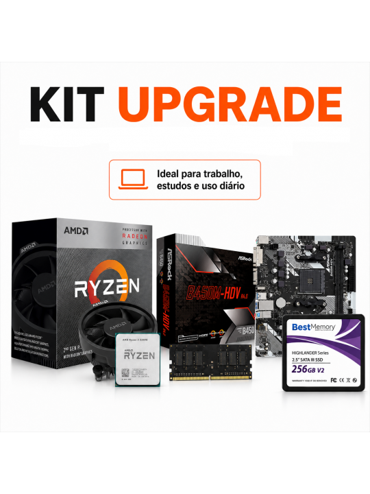KIT AMD 3200G/B450M/8GB/SSD 256GB